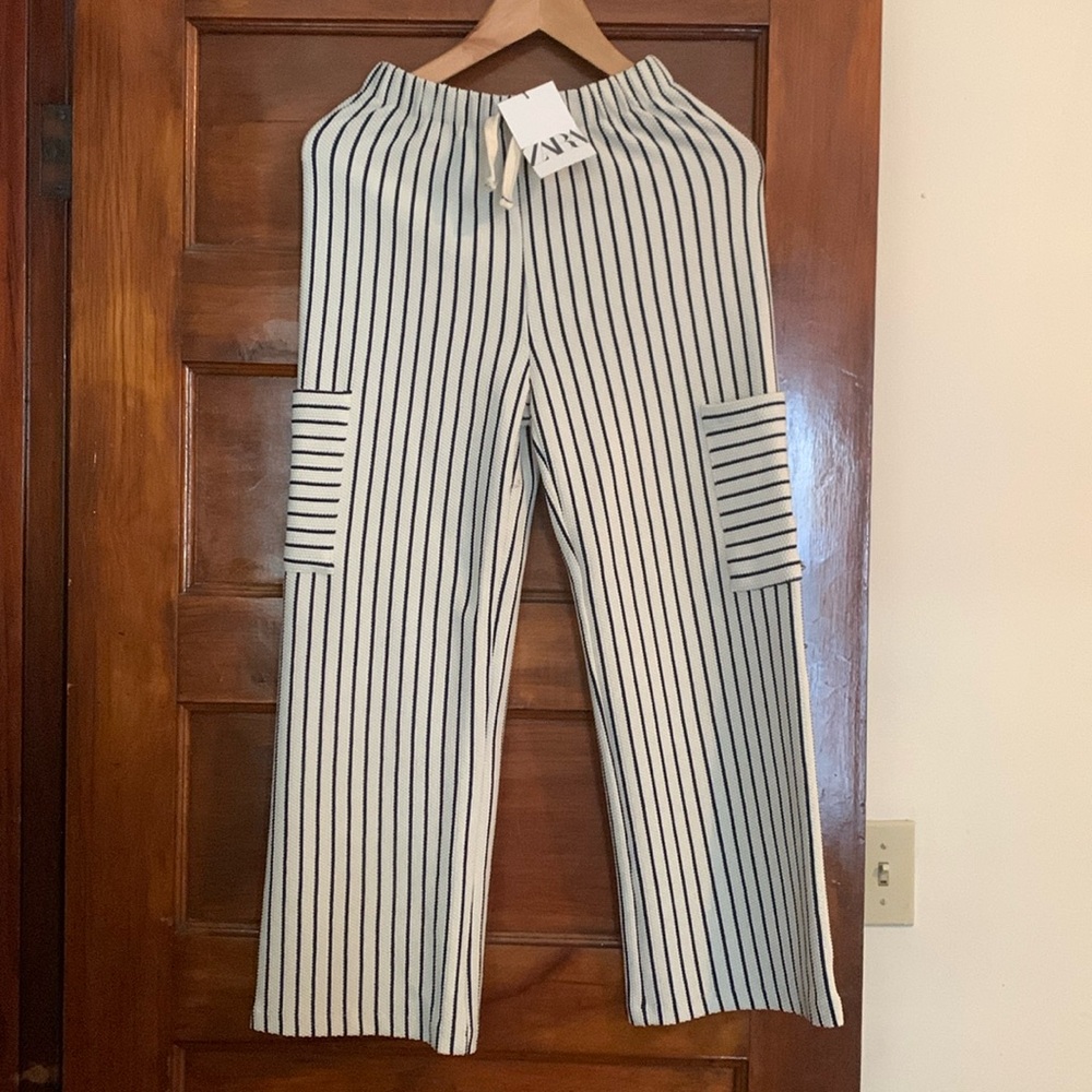 ZARA Girls Size 13-14 Striped Pants with Side Pockets